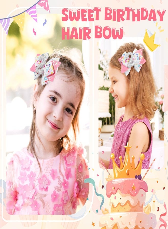 ربطتان للشعر لحفلة عيد ميلاد الطفلة - ربطة شعر لامعة لعيد الميلاد الثاني، بتصميم حلو مستوحى من حفلة الآيس كريم، إكسسوارات شعر وردية اللون للأطفال من عمر سنة إلى 6 سنوات، ملابس وزينة - Image 5